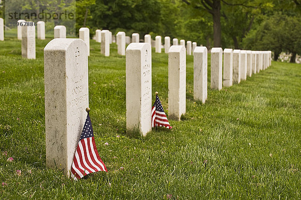 Reihen von Grabsteinen auf dem Arlington National Cemetery; Arlington  Virginia  Vereinigte Staaten von Amerika'.