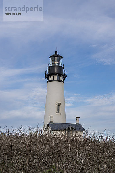 Ein schöner Leuchtturm steht am Yaquina Head an der Küste von Oregon; Oregon  Vereinigte Staaten von Amerika'.