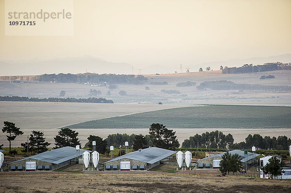 Farmland in der Abenddämmerung; Stellenbosch  Westkap  Südafrika