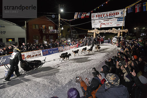 Dallas Seavey kommt im Ziel an und gewinnt sein 3. Iditarod beim Iditarod 2015