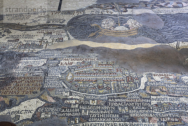 Älteste Karte Palästinas  Mosaik  datiert 560 n. Chr.  St. Georgskirche; Madaba  Jordanien
