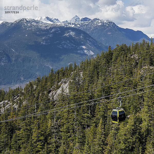 Sea to Sky Gondola gegen den Wald der Coast Mountains; Squamish  British Columbia  Kanada'.