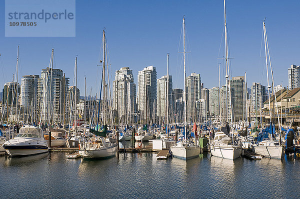 Skyline der Stadt und Hafen von False Creek  Vancouver  British Columbia