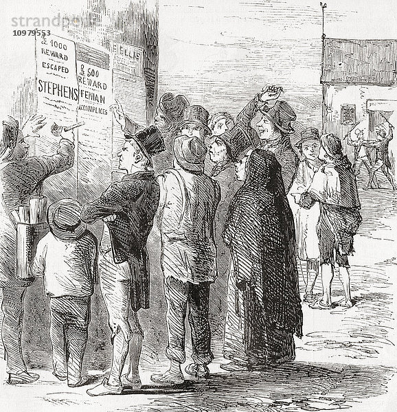 Mitglieder der Fenian Brotherhood und der Irish Republican Brotherhood  Dublin  Irland  Ende des 19. Jahrhunderts. Aus L'Univers Illustre  veröffentlicht 1866.