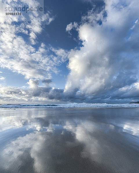 Australien  New South Wales  Sydney  Tasmanische See  Strand und Wolken  gespiegelt