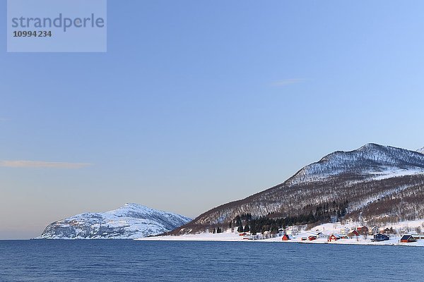 Winterlandschaft Norwegen  Vasstrand  Sorfjorden  Tromso  Troms  Norwegen