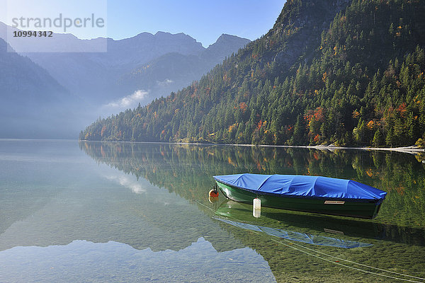 Boot im See im Herbst  Plansee  Tirol  Österreich