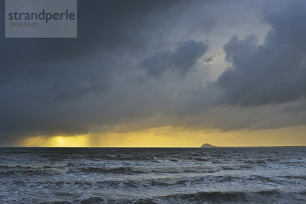 Meer mit Sturmwolken bei Sonnenaufgang  Newell Beach  Newell  Queensland  Australien