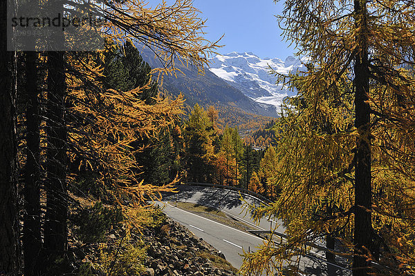 Haarnadelkurve  Morteratschgletscher  Berninapass  Pontresina  Maloja  Kanton Graubünden  Schweiz