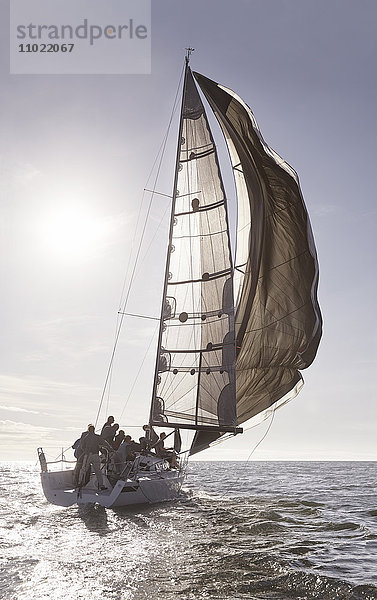 Segelboot auf dem sonnigen Meer