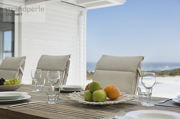 Platzierungen am Strandhaus-Terrassentisch