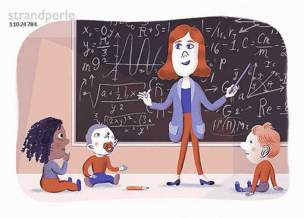 Lehrerin lehrt Kleinkinder komplexe Mathematik