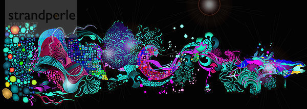Fließendes verziertes neonfarbenes abstraktes Muster