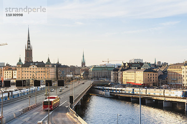 Blick von oben auf die Innenstadt von Stockholm  Schweden