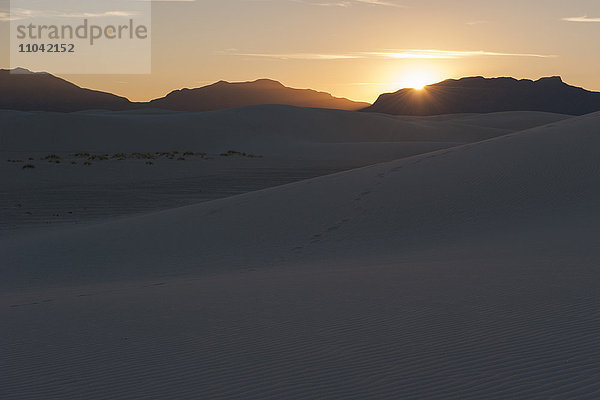 Sonnenuntergang über Dünen am White Sands National Monument  New Mexico  USA