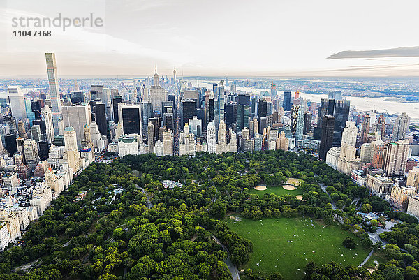 Luftaufnahme des Central Park im Stadtbild von New York City  New York  Vereinigte Staaten
