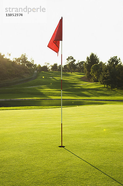 Fahne im Loch auf dem Golfplatz