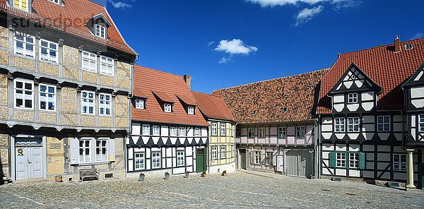 Fachwerkhäuser am Schlossberg  Altstadt  UNESCO Welterbe  Quedlinburg  Sachsen-Anhalt  Deutschland  Europa