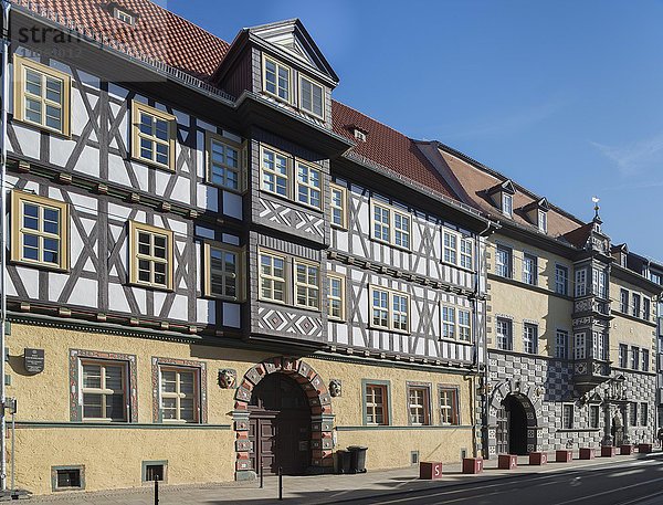 Fachwerkhäuser  Haus zum Mohrenkopf von 1610  hinten Stadtmuseum  Haus zum Stockfisch von 1607  Erfurt  Thüringen  Deutschland  Europa