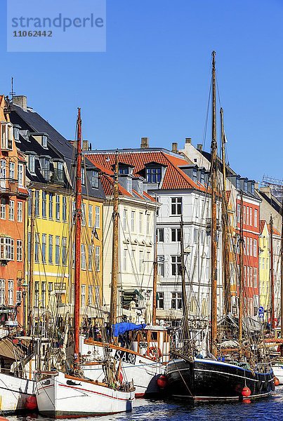 Segelboote im Nyhavn Kanal  Kopenhagen  Dänemark  Europa