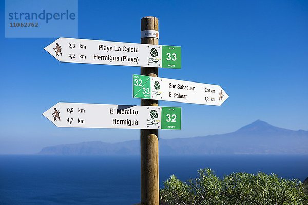 Wegweiser für Wanderer  Hermigua  La Gomera  Kanarische Inseln  Spanien  Europa