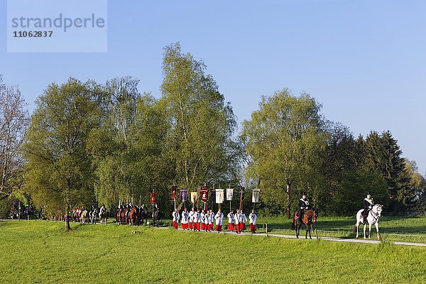 Blutritt mit Ministranten-Gruppe in Weingarten  Reiterprozession  Oberschwaben  Schwaben  Baden-Württemberg  Deutschland  Europa