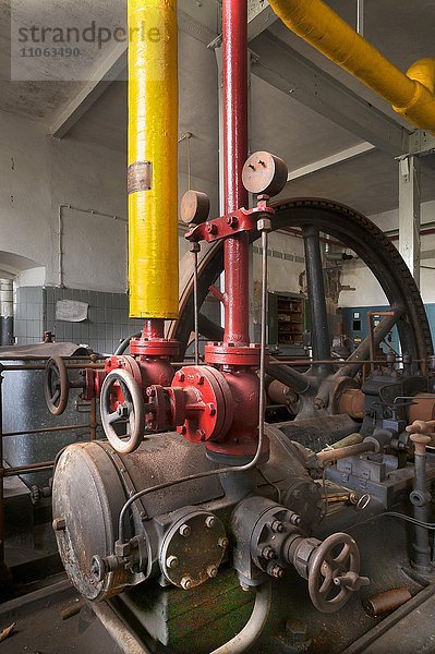 Historische Dampfmaschine  Baujahr 1901  einer ehemaligen Brauerei  Neustadt an der Aisch  Mittelfranken  Bayern  Deutschland  Europa