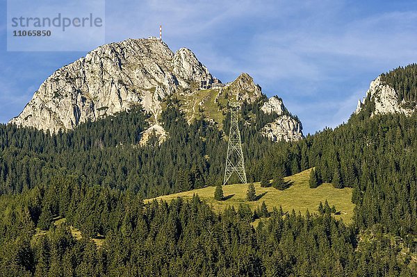 Berg Wendelstein mit Sendeanlage des Bayerischen Rundfunk am Gipfel  Mangfallgebirge  Bayerische Voralpen  Oberbayern  Bayern  Deutschland  Europa