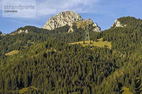 Berg Wendelstein mit Sendeanlage des Bayerischen Rundfunk am Gipfel  Mangfallgebirge  Bayerische Voralpen  Oberbayern  Bayern  Deutschland  Europa