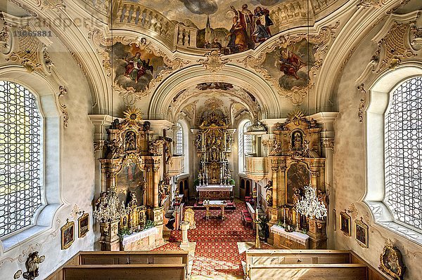 Pfarrkirche St. Margareth  barocker Innenraum  Bayrischzell  Oberbayern  Bayern  Deutschland  Europa