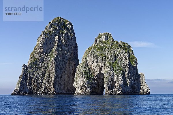 Felsen Faraglioni  Wahrzeichen der Insel Capri  Golf von Neapel  Kampanien  Italien  Europa