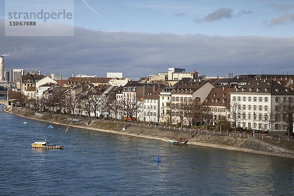 Ausblick auf Rheinpromenade und Münsterfähre  Oberer Rheinweg  Basel  Basel-Stadt  Schweiz  Europa