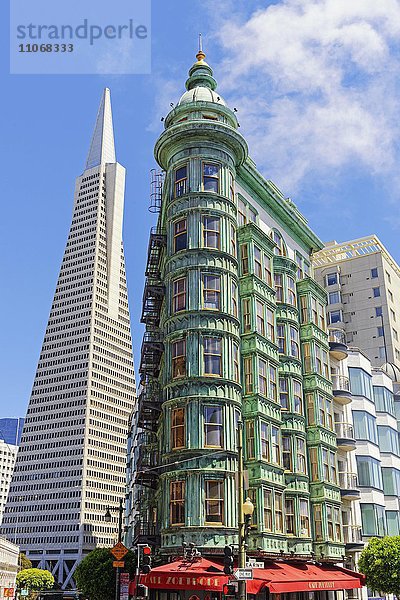 Transamerica Pyramid und Columbus Tower  San Francisco  Kalifornien  USA  Nordamerika
