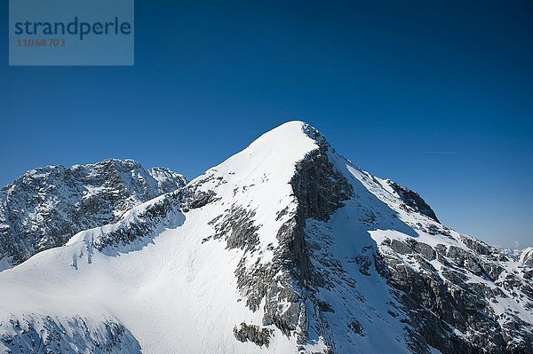 Verschneiter Gipfel der Alpspitze  Wettersteingebirge  Garmisch-Partenkirchen  Oberbayern  Bayern  Deutschland  Europa