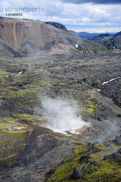 Vulkanische Landschaft  Laugahraun  Fjallabak Nationalpark  Landmannalaugar  Island  Europa
