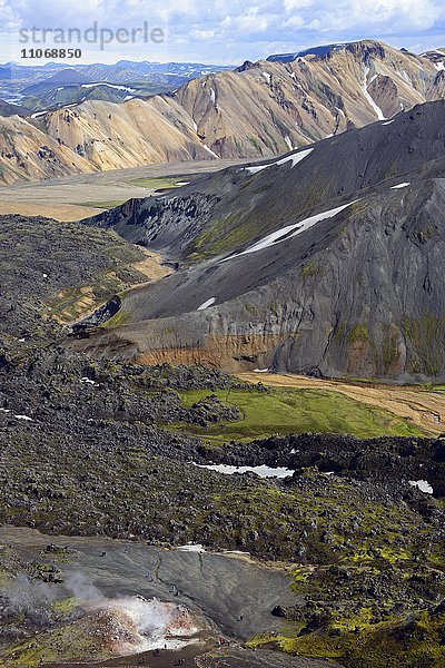 Vulkanische Landschaft  Laugahraun  Fjallabak Nationalpark  Landmannalaugar  Island  Europa