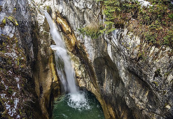 Tatzelwurm-Wasserfall  Obere Stufe  Mangfallgebirge  Oberaudorf  Oberbayern  Bayern  Deutschland  Europa