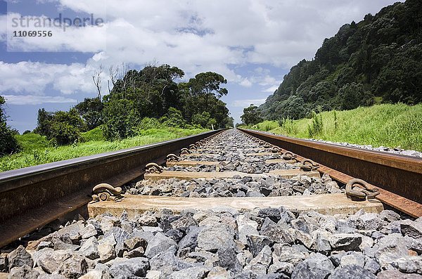 Eisenbahnschienen  Gleise  Südinsel  Neuseeland  Ozeanien