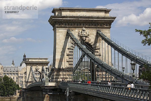 Széchenyi Kettenbrücke über die Donau  Budapest  Ungarn  Europa