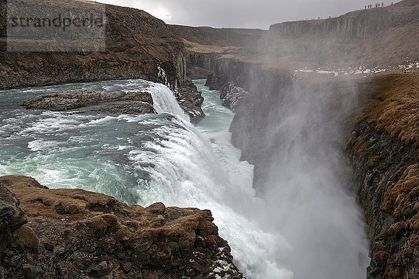 Sehenswürdigkeit Europa Wasserfall Richtung Gullfoss Island
