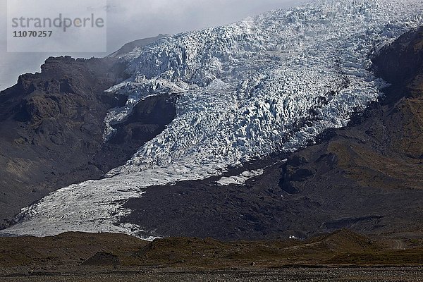 Zerklüfftetes Eis  Gletschereis  Gletscherzunge des Gletschers Vatnakökull bei Skaftafell  Südisland  Island  Europa
