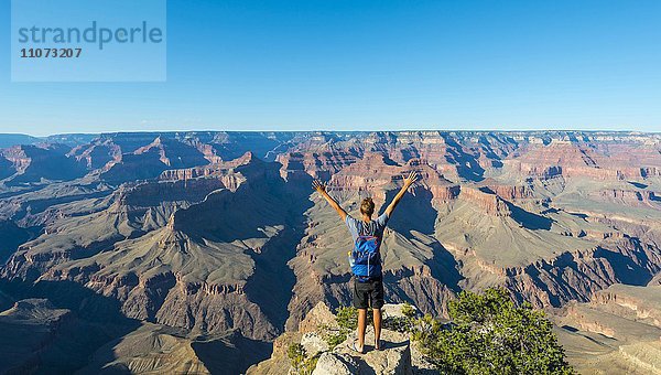 Wanderer schaut über Grand Canyon  South Rim  Grand Canyon Nationalpark  Arizona  USA  Nordamerika