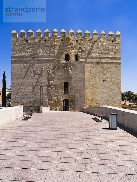 Festung Torre de la Calahorra an der römischen Brücke  Puente Romano  Museum der drei Kulturen  Rio Guadalquivir  Cordoba  Andalusien  Spanien  Europa