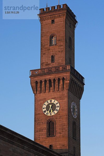Rathaus  Turm im Abendlicht  Fürth  Bayern  Deutschland  Europa