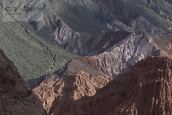 Siebenfarbenberg in der Schlucht Quebrada de Humahuaca  bei Purmamarca  Provinz Jujuy  Argentinien  Südamerika
