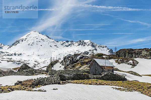 Berglandschaft mit Hütte  Schnee  Rohrmoos-Untertal  Schladminger Tauern  Schladming  Steiermark  Österreich  Europa