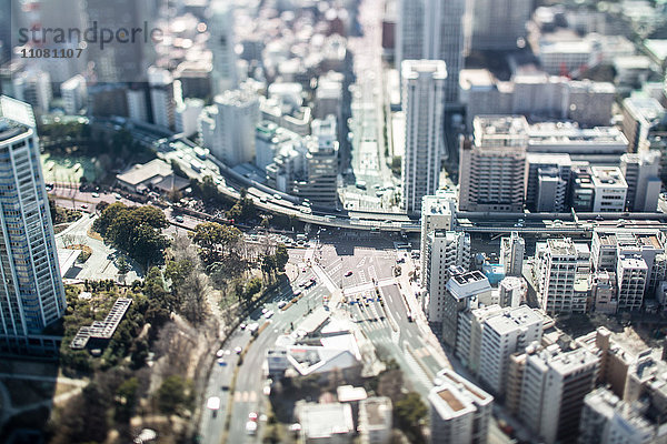 Stadtbild von Tokio aus der Vogelperspektive  Tokio  Japan