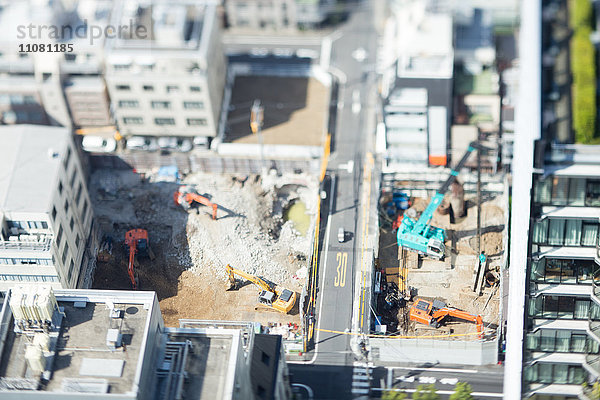 Bauarbeiten aus der Vogelperspektive  Tokio  Japan