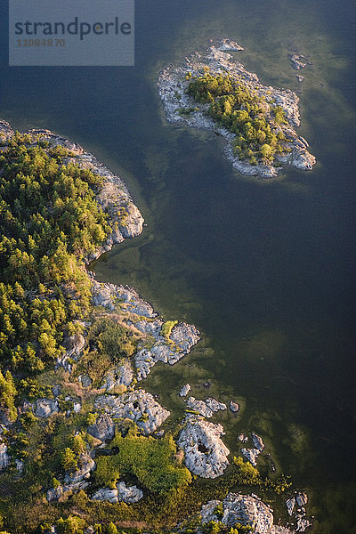 Luftaufnahme des Schärengartens des Vanersees  Schweden.