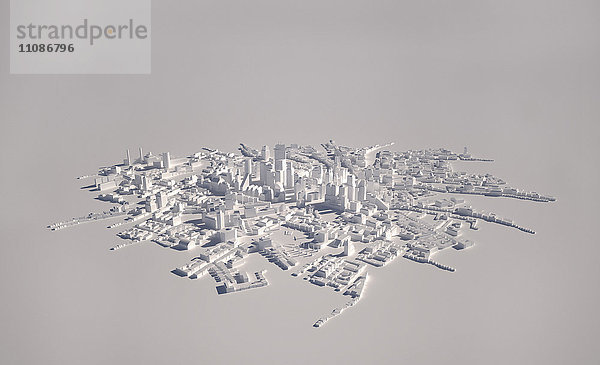 Hochwinkelansicht des Stadtmodells auf grauem Hintergrund